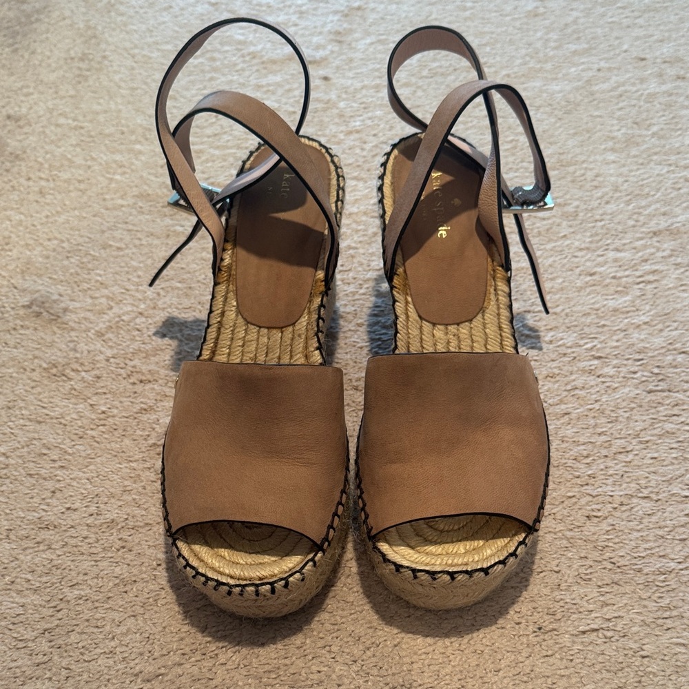 Kate Spade Tan Espadrille Wedge Sandals